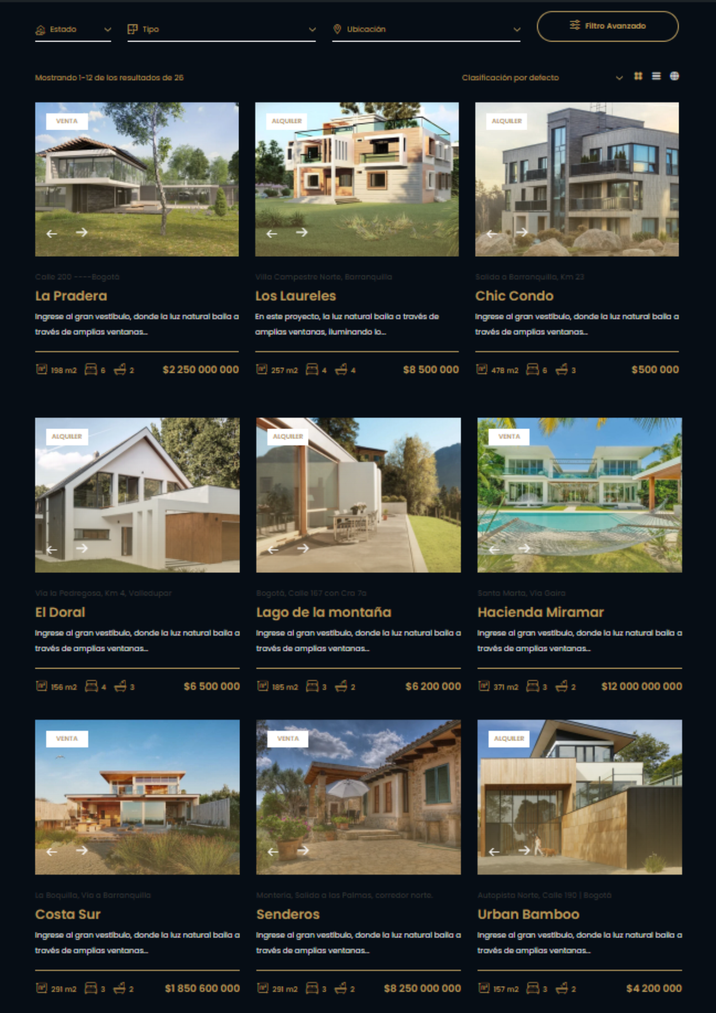 MENU BUSQUEDA INMUEBLES